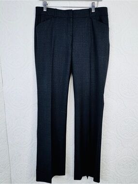 Theory Women's Pants Dark Gray Size 8 Dress Career Office Work Wool Blend Crease